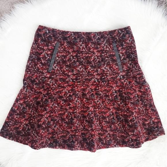 NWT Ann Taylor Wool Blend Multicolor Flounce Hem A-line Mini Skirt Size 6 - Picture 1 of 7